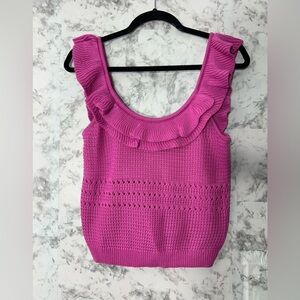 Lush Women Fuchsia Ruffled Knit Tank Top Sz M EUC
18